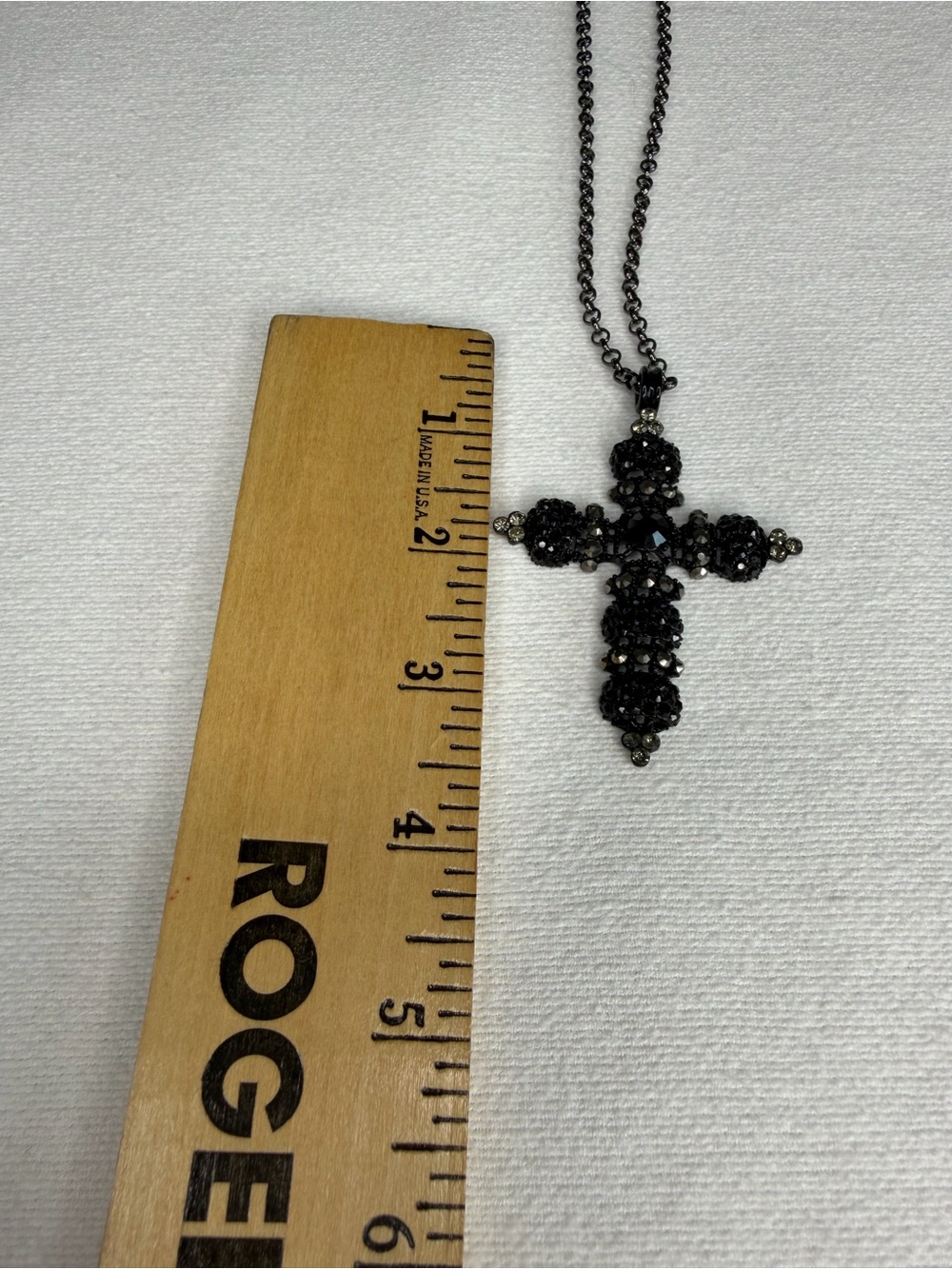 Black‎ Gothic Cross Necklace Statement Pendant Dark Academia Vintage Style - Picture 4 of 4